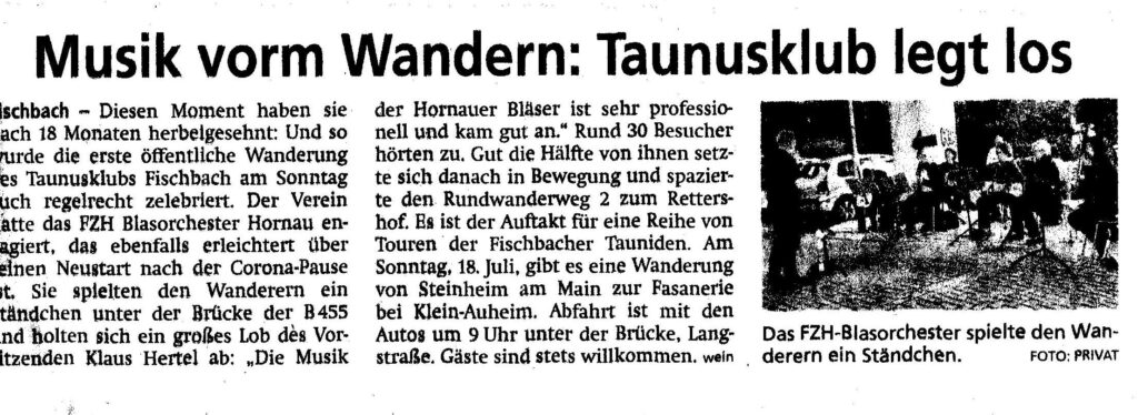 Zeitungsartikel August 2021